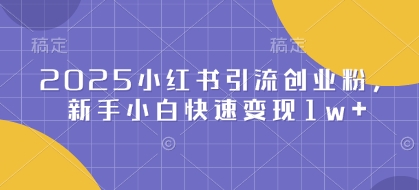2025小红书引流创业粉，新手小白快速变现1w+-网亿资源平台