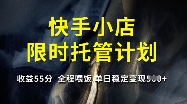 快手小店限时托管计划，收益55分，全程喂饭，单日稳定变现5张【揭秘】-网亿资源平台
