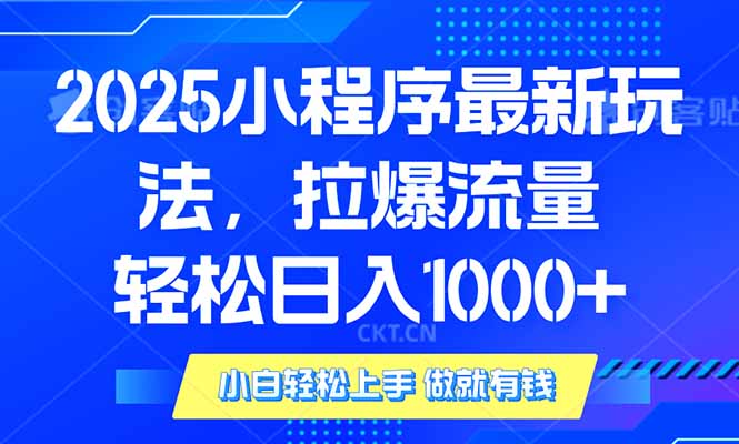 （14028期）2025年小程序最新玩法，流量直接拉爆，单日稳定变现1000+-网亿资源平台