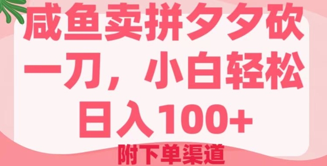 咸鱼卖拼夕夕砍一刀，小白轻松日入100+(附下单渠道)-网亿资源平台