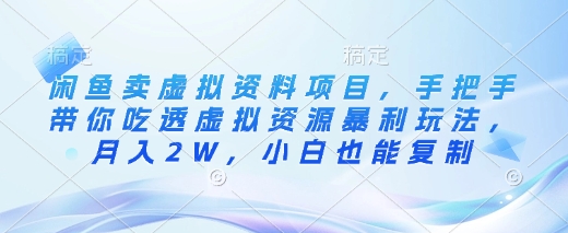 闲鱼卖虚拟资料项目，手把手带你吃透虚拟资源暴利玩法，月入2W，小白也能复制-网亿资源平台