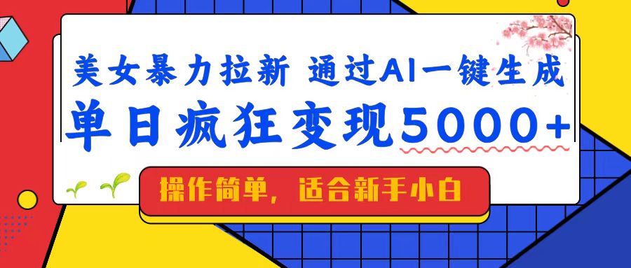 （14347期）美女暴力拉新，通过AI一键生成，单日疯狂变现5000+，纯小白一学就会！-网亿资源平台