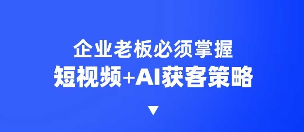 企业短视频AI获客霸屏流量课，6步短视频+AI突围法，3大霸屏抢客策略-网亿资源平台