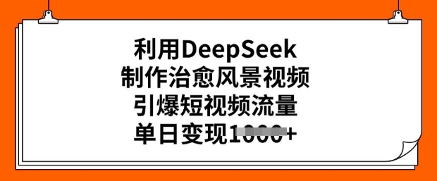 利用DeepSeek制作治愈风景视频，引爆短视频流量，单日变现多张-网亿资源平台