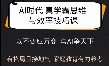 Ai时代真学霸思维与学习方法课，有格局且接地气，家庭教育有力参考-网亿资源平台