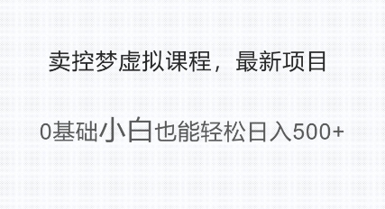 最新小众项目，利用人们猎奇的心理卖控梦虚拟课程，0基础小白也能轻松日入多张-网亿资源平台