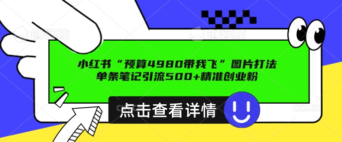 小红书图片引流打法，一张图片引爆创业粉 私信回不完，单条笔记引流500+精准创业粉-网亿资源平台