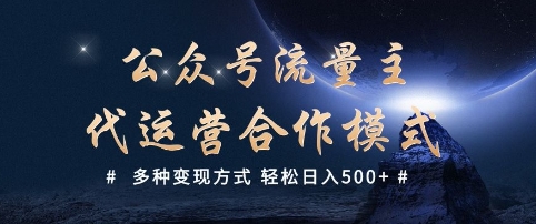 公众号流量主代运营  多种变现方式 轻松日入5张【揭秘】-网亿资源平台