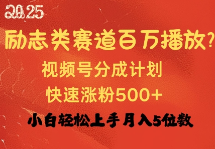 励志类赛道也能百万播放，快速涨粉500+视频号变现月入过W-网亿资源平台