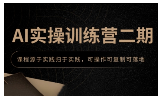 AI实操训练营二期，课程源于实践归于实践，可操作可复制可落地-网亿资源平台